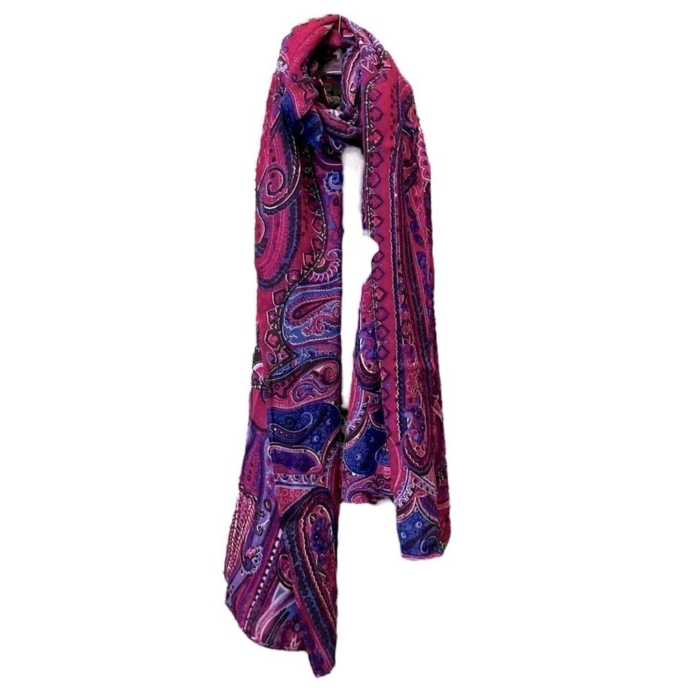 Vintage paisley scarf wrap pink purple blue super soft and classic